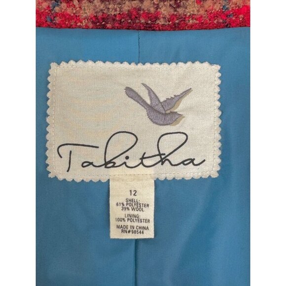 Anthropologie Tabitha Moretown Burgundy Red Blue Plaid Belted Blazer Size 12 - Picture 14 of 15